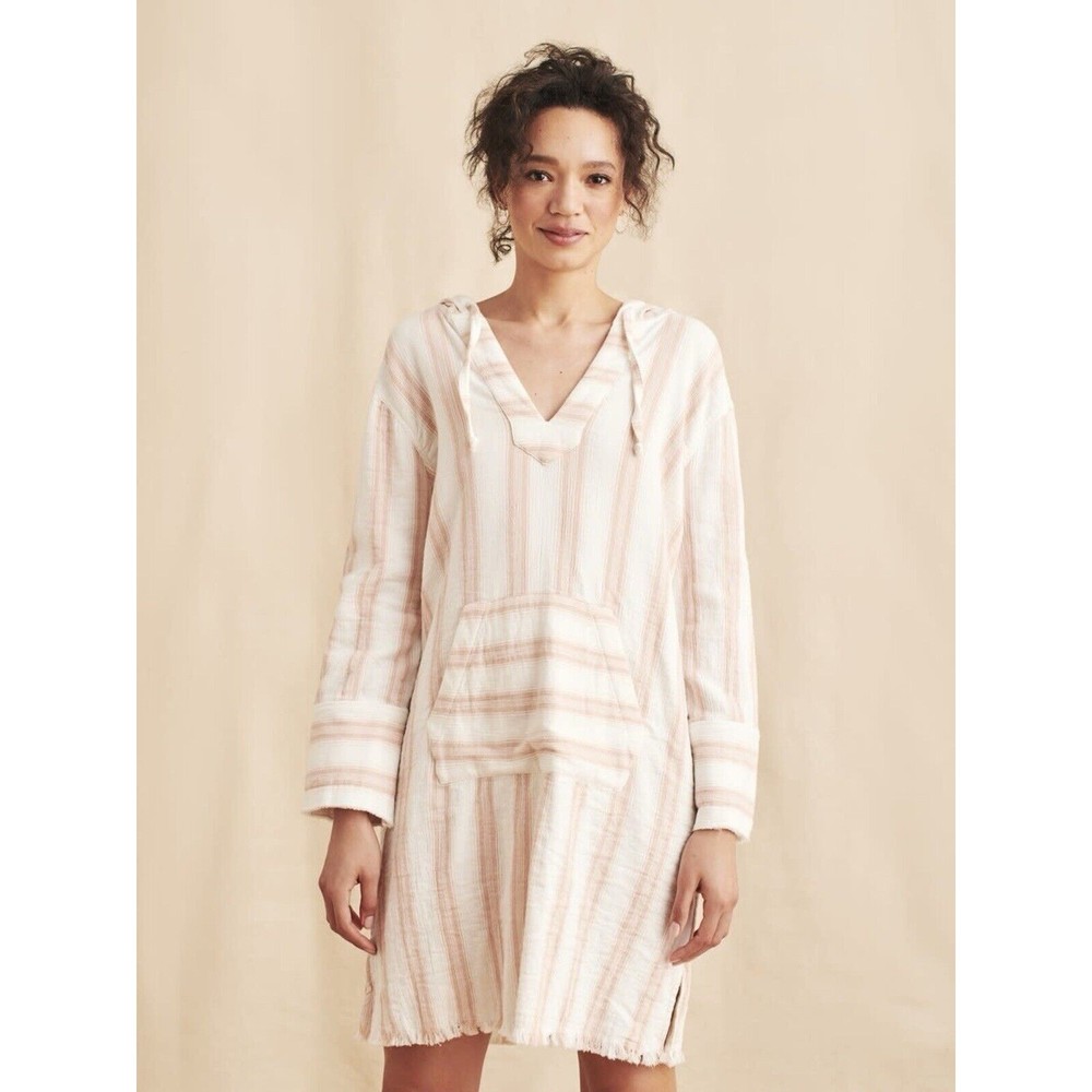 Faherty Baja Surf Dress 100% Organic Cotton Hooded Beach Coverup Pockets Size XS